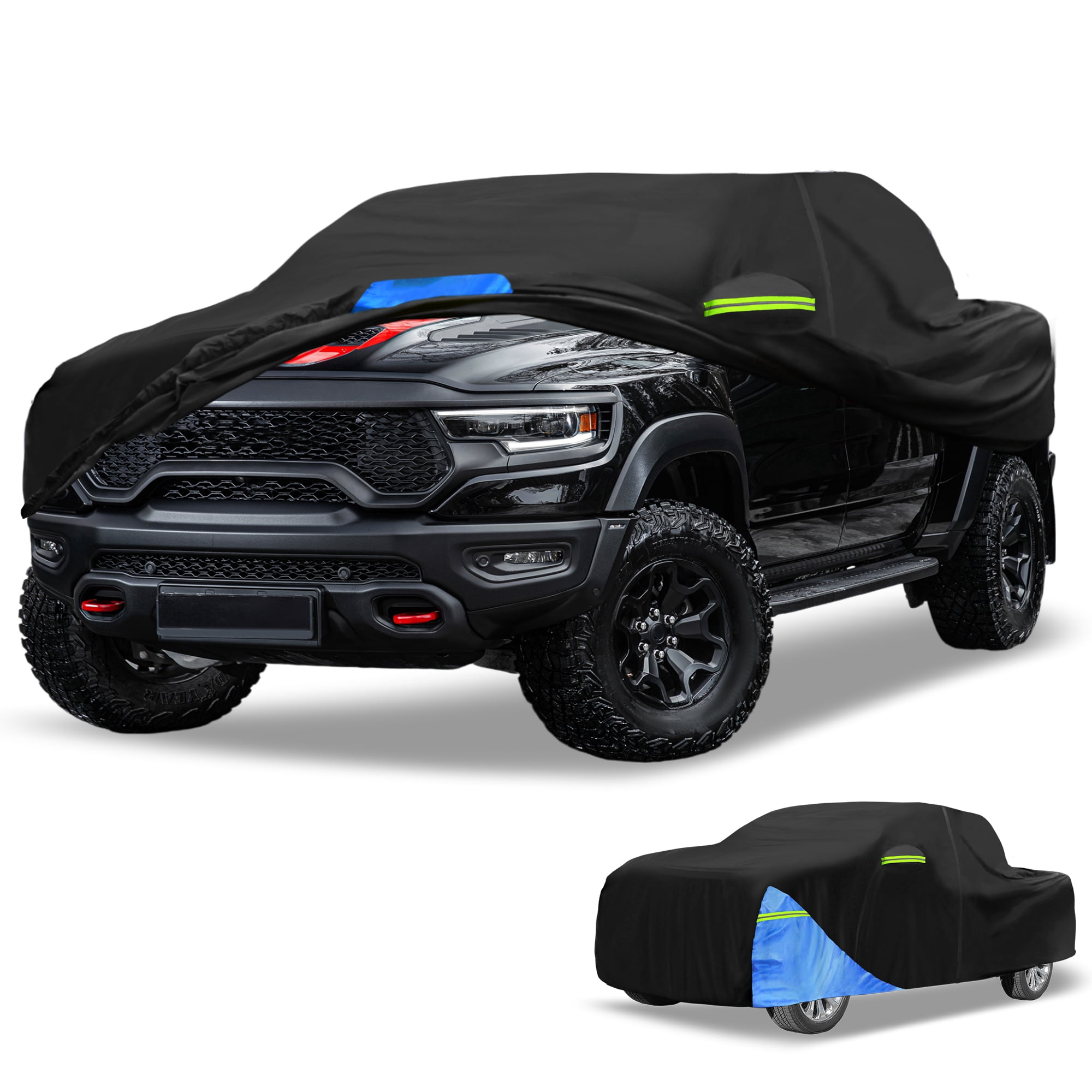 Unique Bargains Full Car Cover 210D Oxford Black Blue 236.22"x80.71"x66.93"
