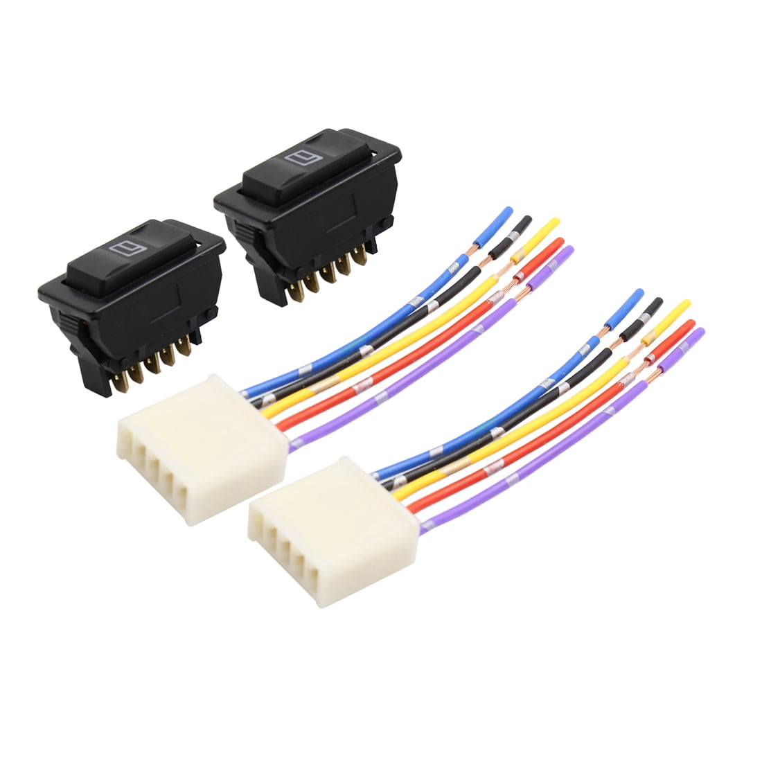 Unique Bargains Car Power Window Switch with Wiring Harness Socket 5 Pin 12V 4 in 1