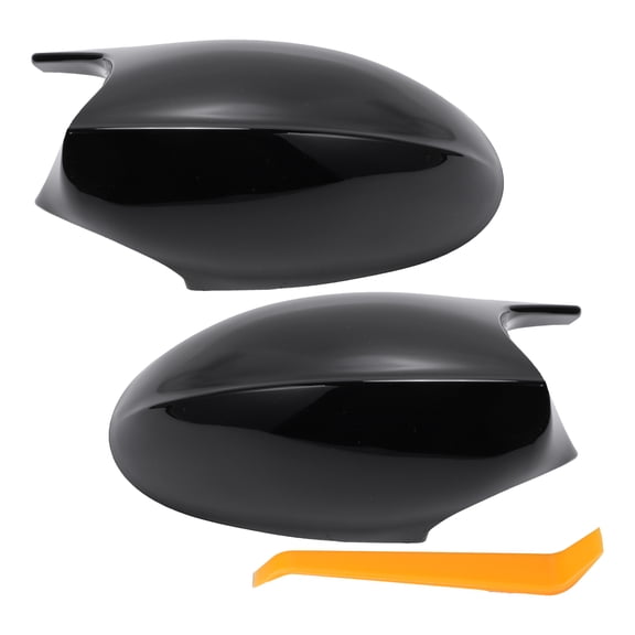 Unique Bargains Car Rear View Left Right Mirror Cover Cap Replacement for BMW E87 E81 E82 E88 E90 E91 1 Set Gloss Black