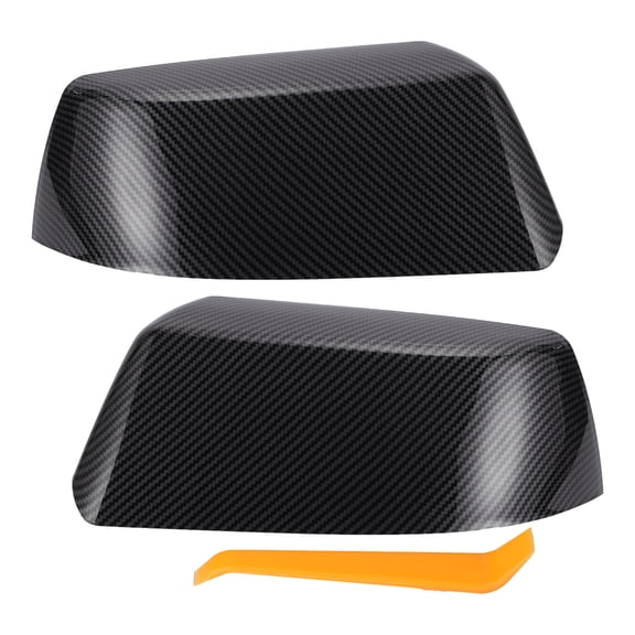 Unique Bargains Car Rear View Left Right Mirror Cover Cap Replacement for Cadillac for Chevrolet Set Black Carbon Fiber