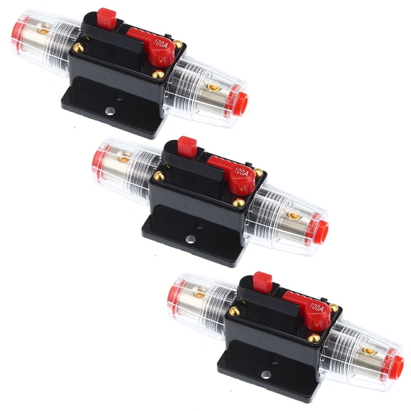Unique Bargains Car Reset Circuit Breaker 100A DC 12-48V Fuse Holder for Car Audio Marine Boat Stereo (Pack of 3)
