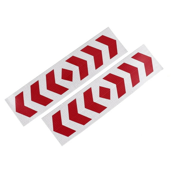 Unique Bargains Car SUV Plastic Reflective Warning Sign Sticker Tape Red White 2 Pcs