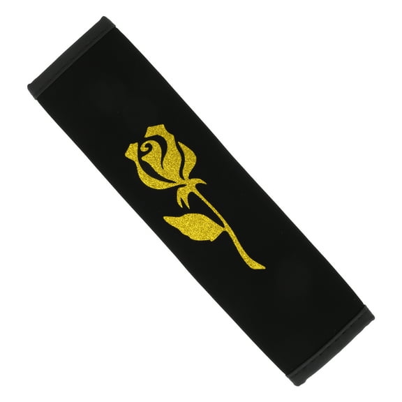 Unique Bargains Car Seat Belt Cover Pad Rose Print Shoulder Pad Seat Belt Pad Cover 6.5x23cm Black Yellow