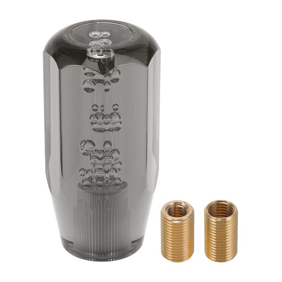 Unique Bargains Car Shift Knob 10cm Octagonal Crystal Front Universal for Automatic and Manual Vehicle Acrylic Black with 2 Adapter 1 Set
