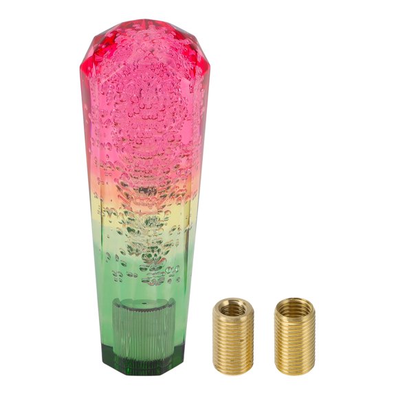 Unique Bargains Car Shift Knob 15cm Front Shift Lever Knob Universal for Automatic and Manual Vehicle Acrylic Pink Green with 2 Adapter 1 Set