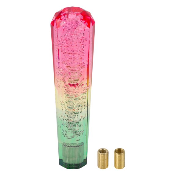 Unique Bargains Car Shift Knob 20cm Front Shift Lever Knob Universal for Automatic and Manual Vehicle Acrylic Pink Green with 2 Adapter 1 Set