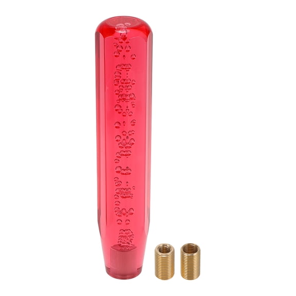 Unique Bargains Car Shift Knob 25cm Octagonal Crystal Front Universal for Automatic and Manual Vehicle Acrylic Red with 2 Adapter 1 Set