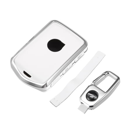 Unique Bargains Car Smart Key Fob Case Kit for Volvo S60 2016-2021 Protective Faux Leather White with Key Chain