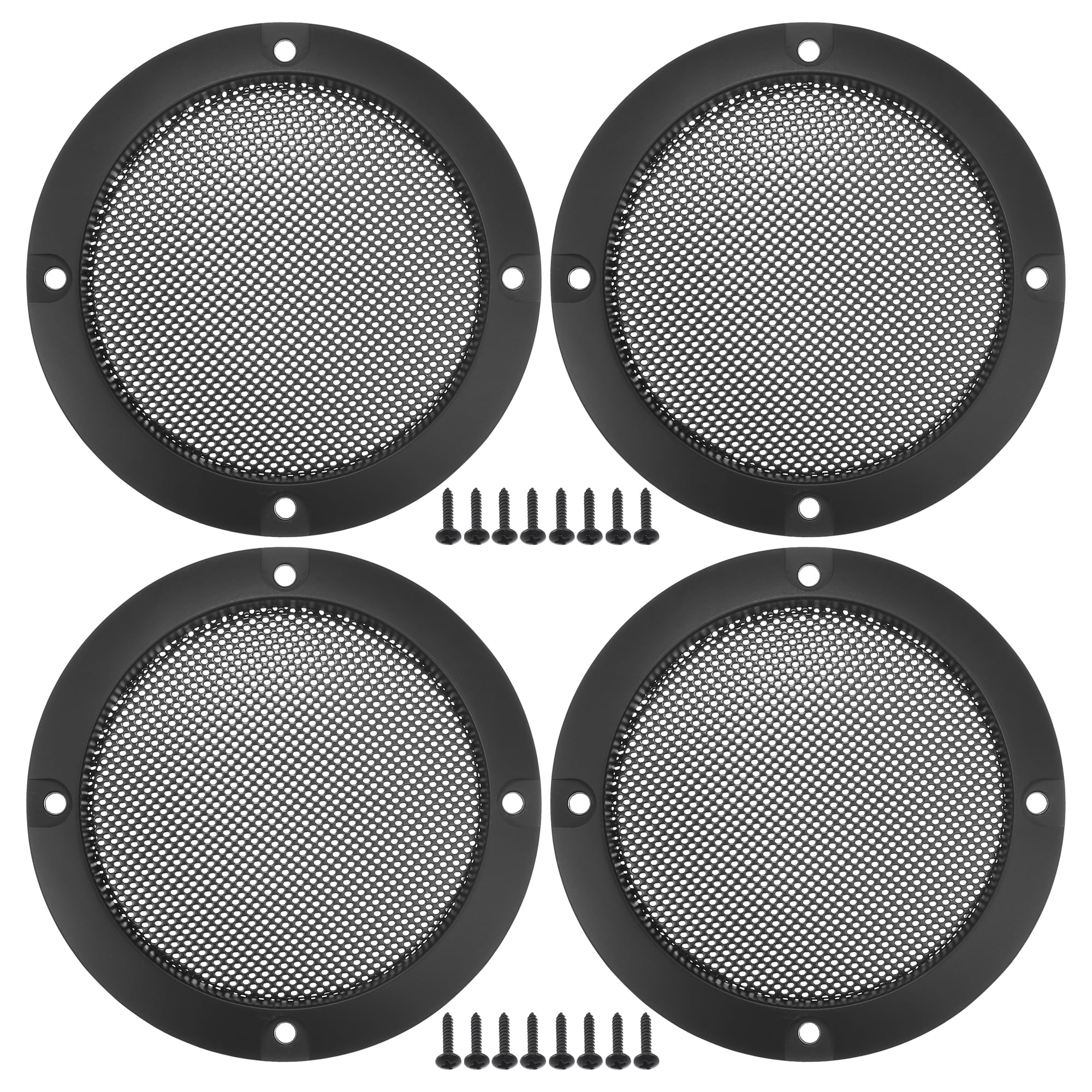 Unique Bargains Car Speaker Grills Cover Guard Protector Case with 16 Screws Black 3"