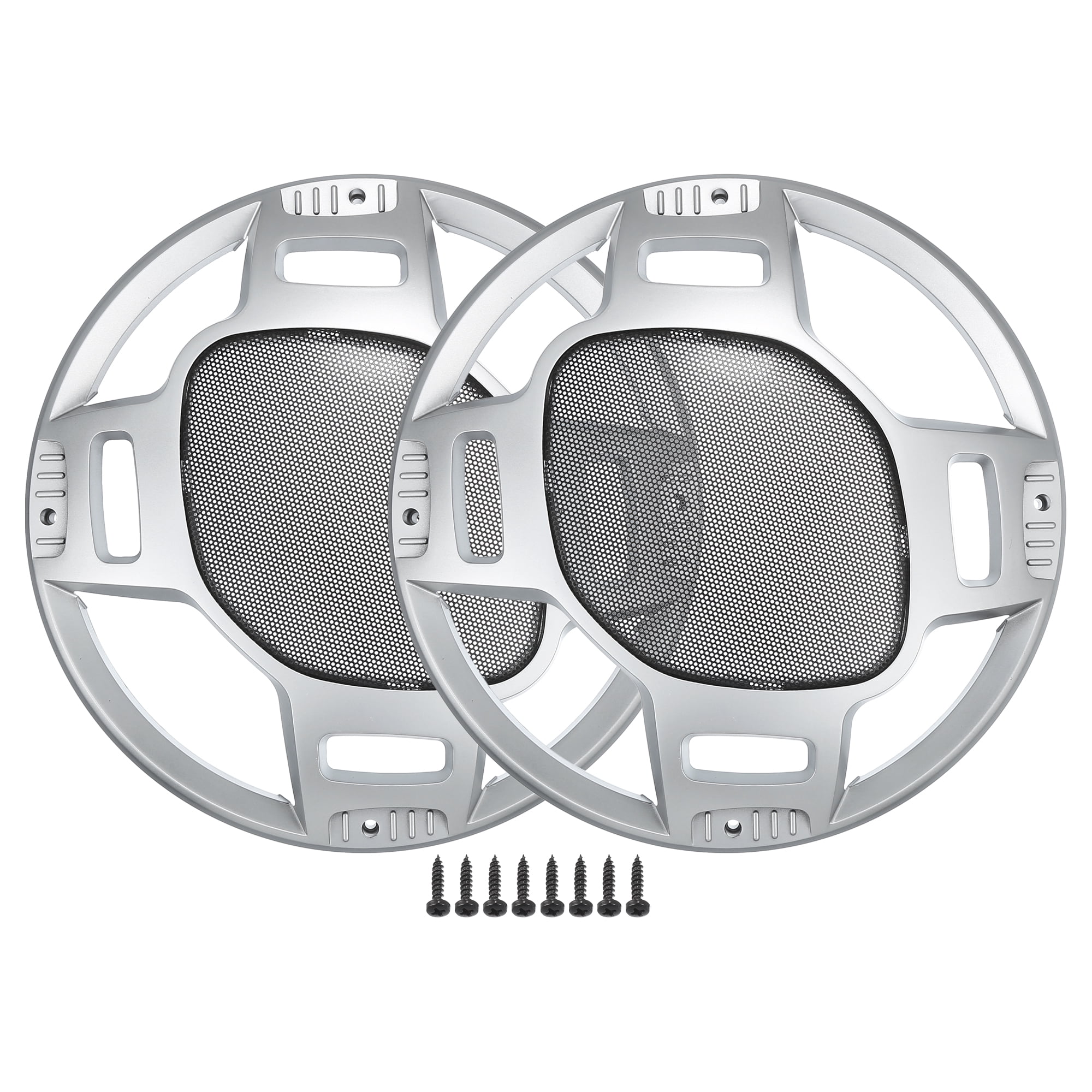 Unique Bargains Car Speaker Grills Cover Guard Protector Case with 8 Screws Silver 12"