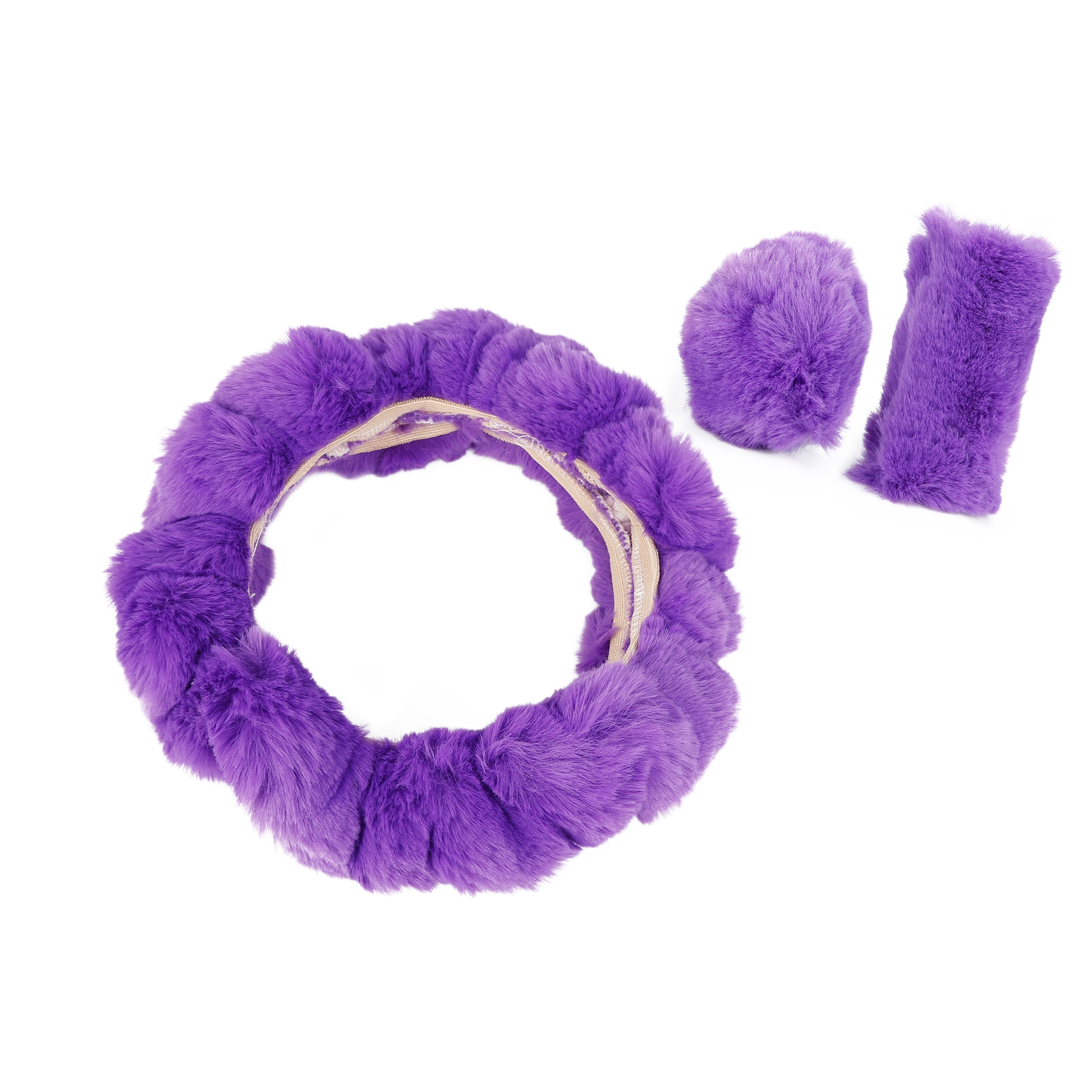 Unique Bargains Car Steering Wheel Cover Handbrake Cover Gear Shift Cover Set Purple