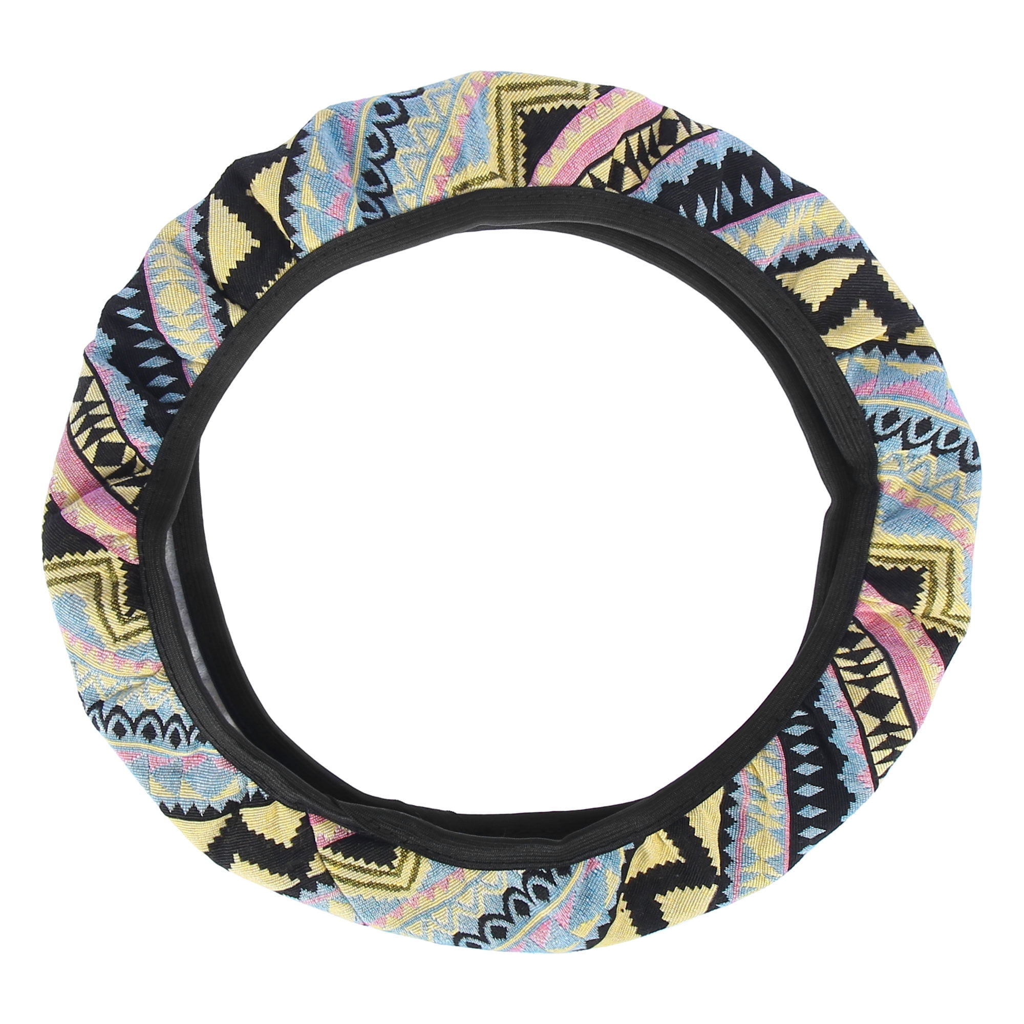 Unique Bargains Car Steering Wheel Cover with Multicolor Printing Wave Pattern