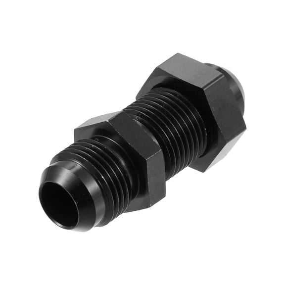 Unique Bargains Car Straight Bulkhead Fuel Fitting 8AN Male to Male Straight Bulkhead Flare Fitting Union Adapter Black