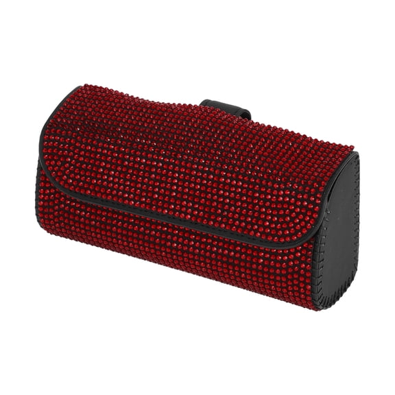 Unique Bargains Car Sun Visor Sunglasses Holder / Front Sun Visor Eyeglasses Clip with Cars Hook for Car SUV Truck / Durable Visor Panel Organizer Faux Leather / 1 Pc Red Faux Diamond