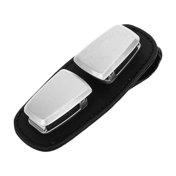 Unique Bargains Car Sun Visor Sunglasses Holder / Front Sun Visor Eyeglasses Clip Two Clamp for Car SUV Truck / Durable Visor Panel Organizer Cowhide / 1 Pc Black