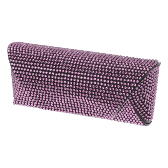 Unique Bargains Car Sunglasses Case Magnetic Universal Eyeglasses Holder Storage Box Leather,Rhinestones Pink 17x6.8cm 1 Pcs