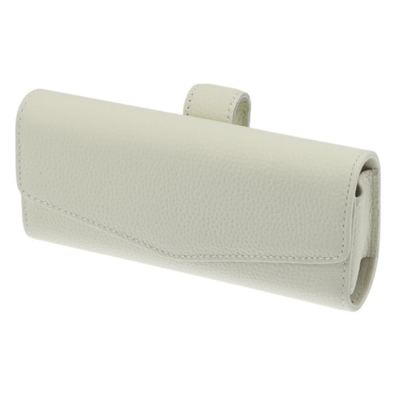 Unique Bargains Car Sunglasses Case Magnetic Universal Eyeglasses Holder Storage Box PU Leather Beige 17x7cm 1 Pcs