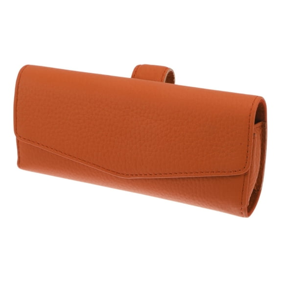 Unique Bargains Car Sunglasses Case Magnetic Universal Eyeglasses Holder Storage Box PU Leather Orange 17x7cm 1 Pcs