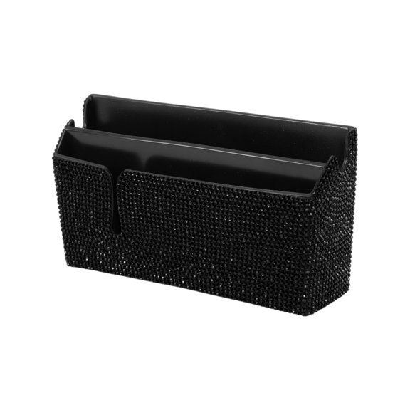Unique Bargains Car Sunglasses Case Universal Eyeglasses Holder Storage Box ABS,Rhinestones Black 5.91"x3.15" 1 Pcs
