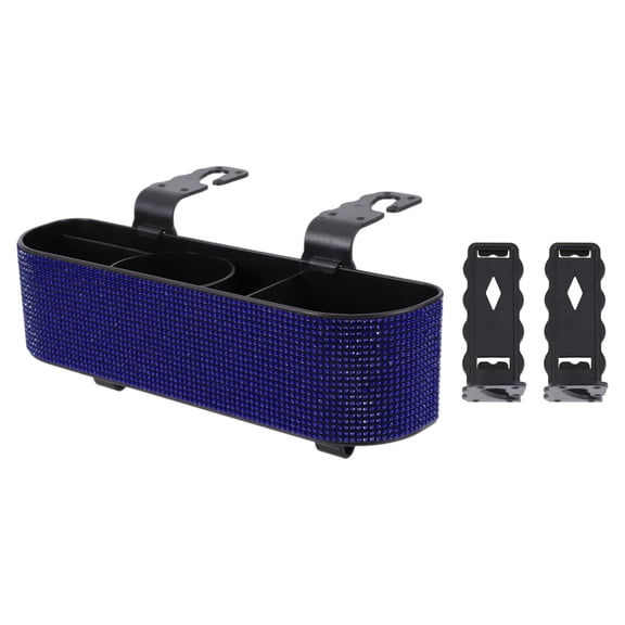 Unique Bargains Car Sunglasses Case Universal Eyeglasses Holder Storage Box ABS,Rhinestones Blue 11.61"x3.11" 1 Pcs