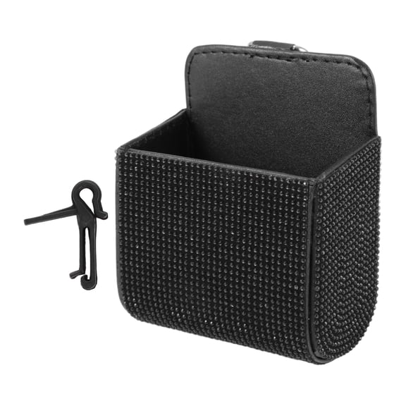Unique Bargains Car Sunglasses Case Universal Eyeglasses Holder Storage Box ABS,Rhinestones,Metal Black 5.12"x3.46" 1 Pcs