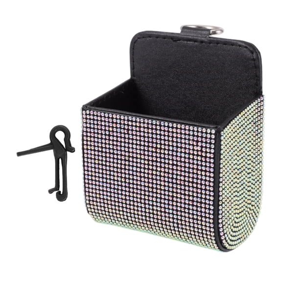 Unique Bargains Car Sunglasses Case Universal Eyeglasses Holder Storage Box ABS,Rhinestones,Metal Colorful 5.12"x3.46" 1 Pcs