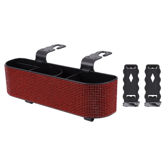 Unique Bargains Car Sunglasses Case Universal Eyeglasses Holder Storage Box ABS,Rhinestones Red 11.61"x3.11" 1 Pcs