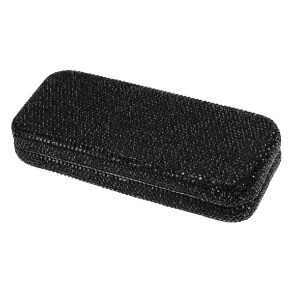 Unique Bargains Car Sunglasses Case Universal Eyeglasses Holder Storage Box Clay,Rhinestones Black 17x7.5cm 1 Pcs