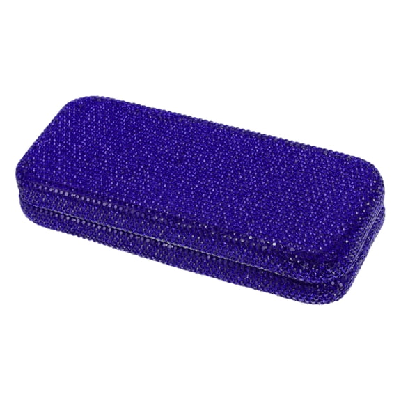 Unique Bargains Car Sunglasses Case Universal Eyeglasses Holder Storage Box Clay,Rhinestones Blue 17x7.5cm 1 Pcs