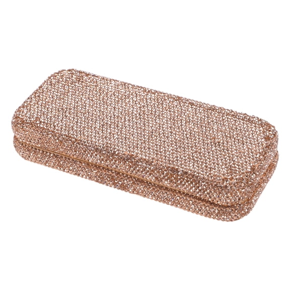 Unique Bargains Car Sunglasses Case Universal Eyeglasses Holder Storage Box Clay,Rhinestones Champagne 17x7.5cm 1 Pcs