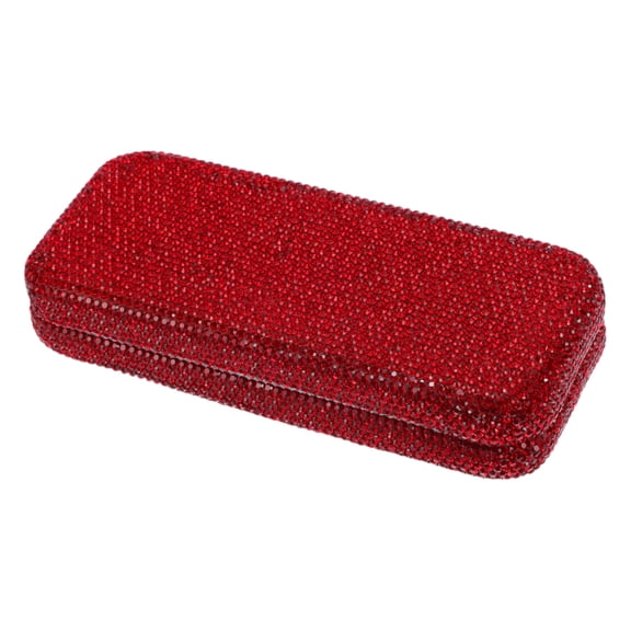 Unique Bargains Car Sunglasses Case Universal Eyeglasses Holder Storage Box Clay,Rhinestones Red 17x7.5cm 1 Pcs