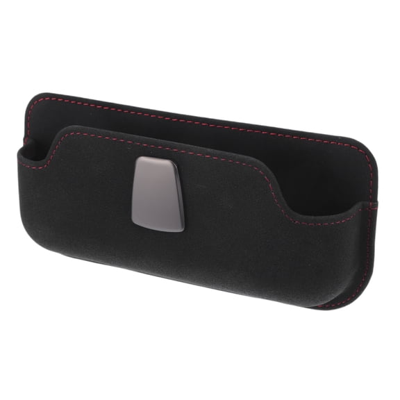 Unique Bargains Car Sunglasses Case Universal Eyeglasses Holder Storage Box Suede,Zinc Alloy Black 18.5x8.7cm 1 Pcs