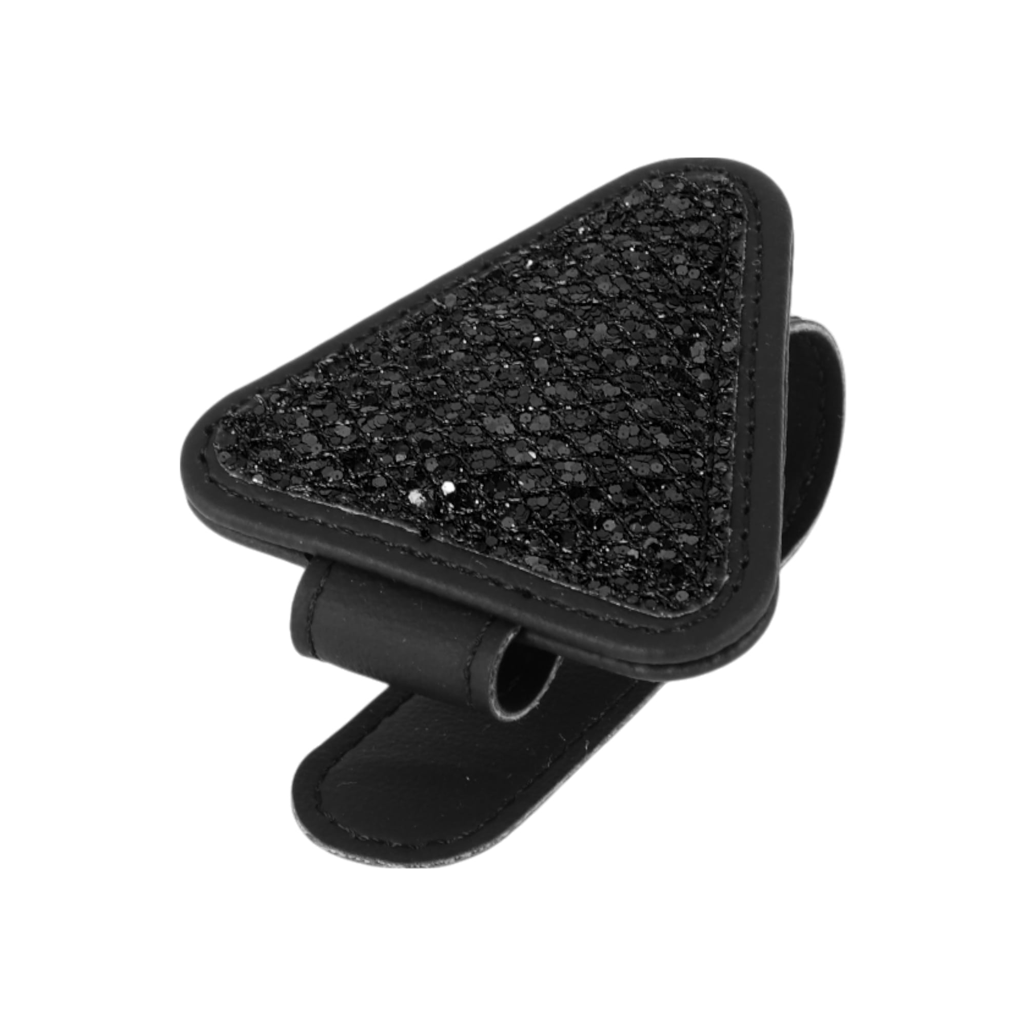 Unique Bargains Car Sunglasses Clip with Magnetic Sun Visor Holder PU Leather Black