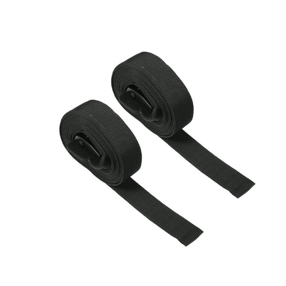 Unique Bargains Car Tie Down Strap Adjustable 600cm 19.69ft Cam Buckle Lashing Straps Cloth Black (Set of 2)