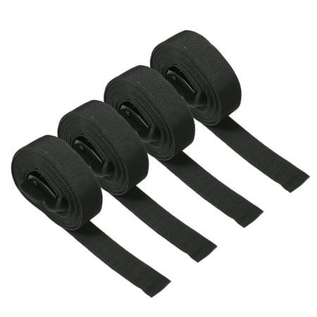 Unique Bargains Car Tie Down Strap Adjustable 600cm 19.69ft Cam Buckle Lashing Straps Cloth Black (Set of 4)