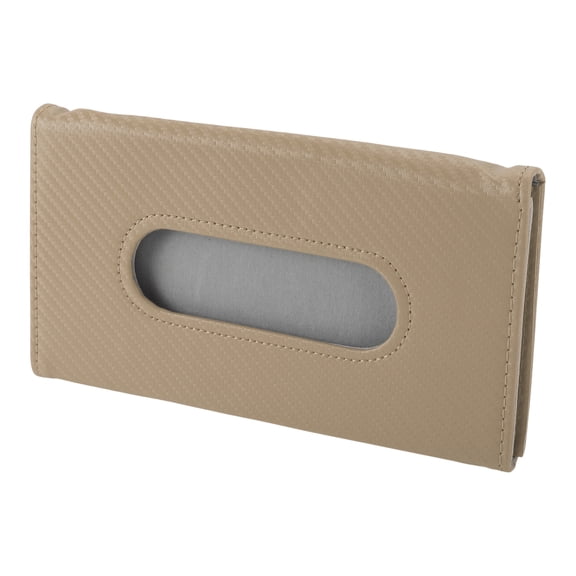 Unique Bargains Car Tissue Holder Car Tissue Box Organizer Carbon Fiber Pattern Small Grid PU 9.06"x5.12"x0.79" 1 Pc Beige