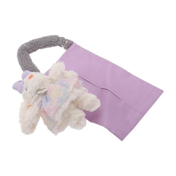 Unique Bargains Car Tissue Holder Car Tissue Box Organizer Faux Leather 9.84"x6.3"x1.97" Purple 1 Pc