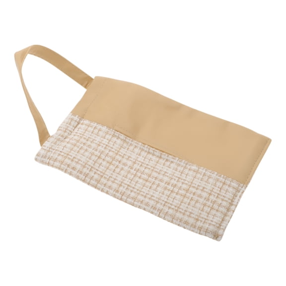 Unique Bargains Car Tissue Holder Car Tissue Box Organizer Small Fragrant Double Combination Plush Faux Leather 11.02"x7.09"x1.97" Beige 1 Pc