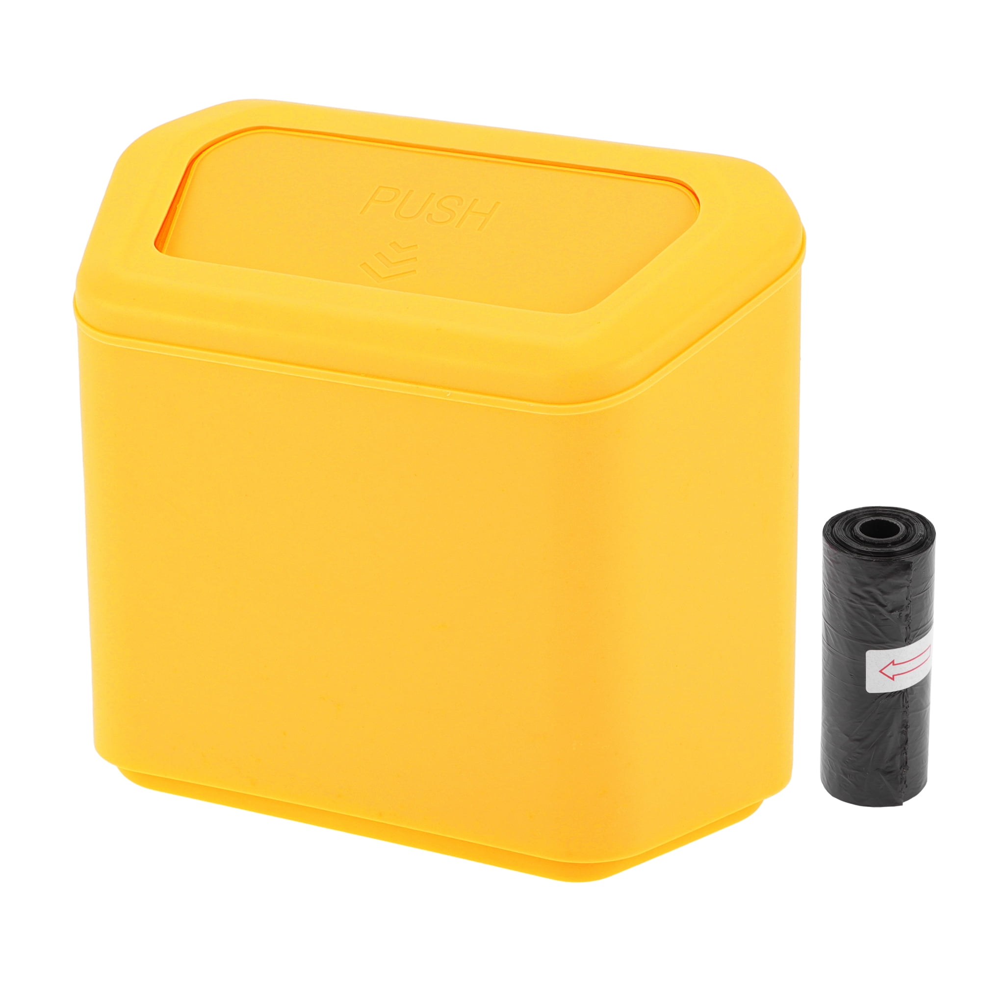 Unique Bargains Car Trash Can Door 6.3x2.8x5.5in Auto Bin Plastic Yellow