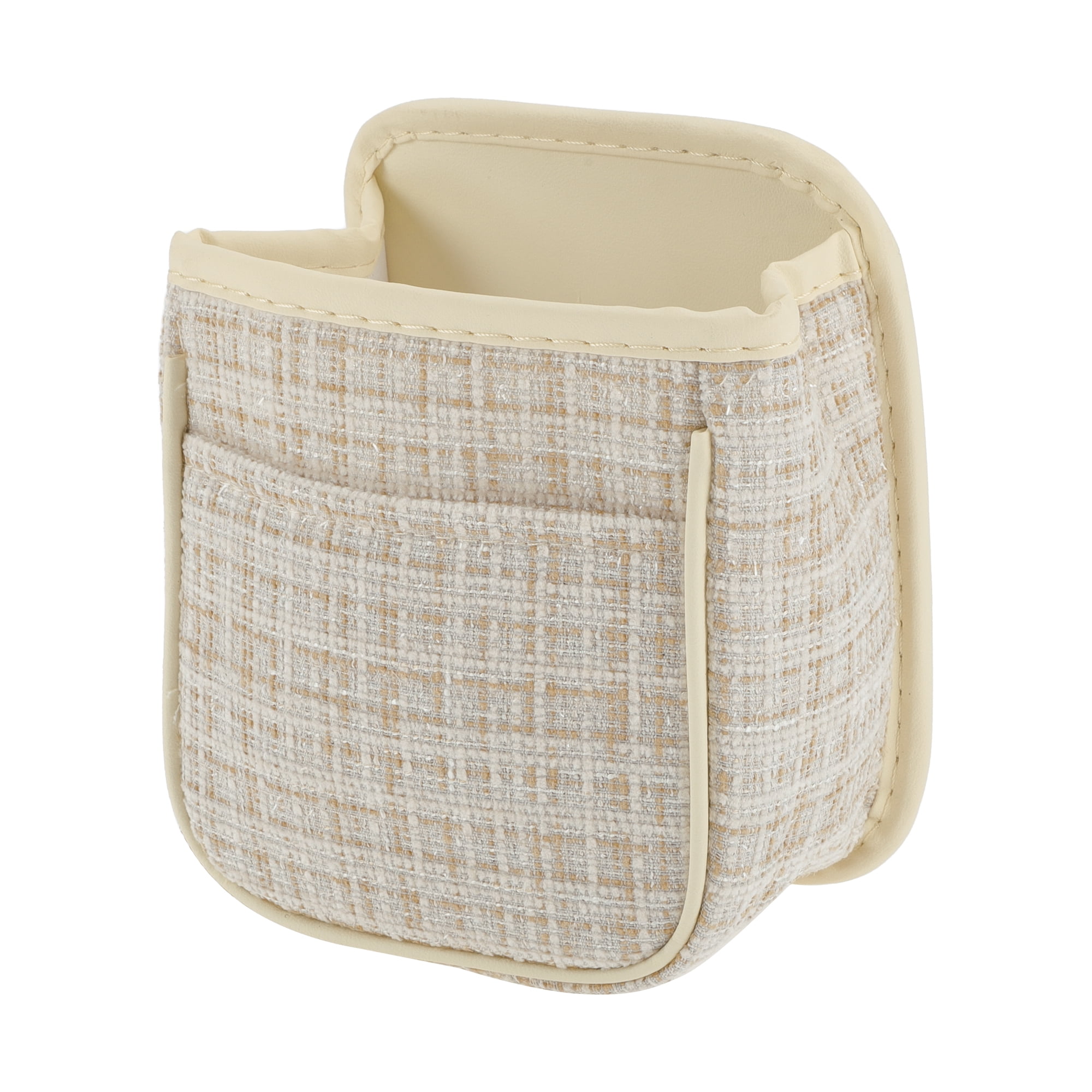Unique Bargains Car Trash Can Hanging 6.3x3.9x7.1in Bin Fabric 1 Pcs Beige