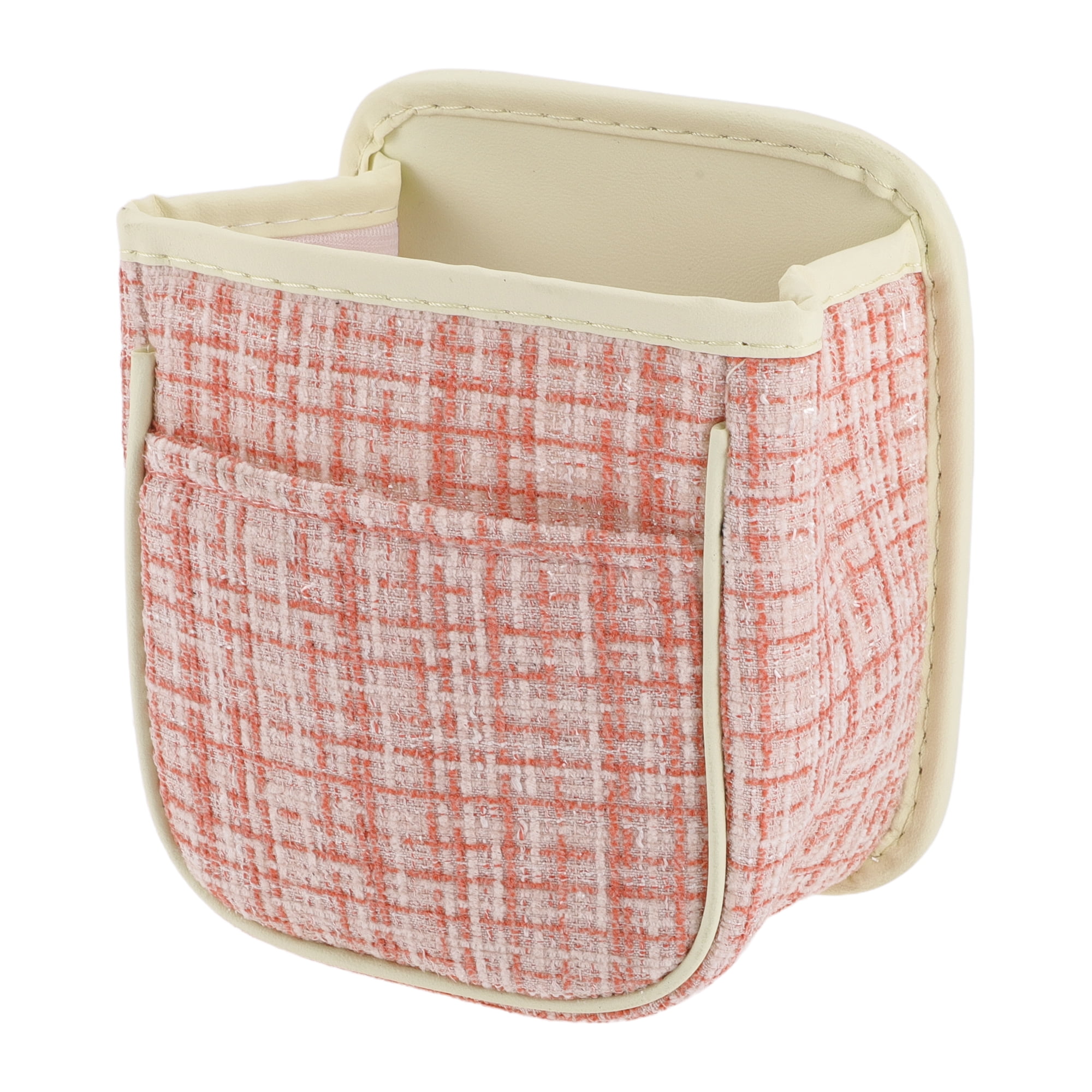 Unique Bargains Car Trash Can Hanging 6.3x3.9x7.1in Bin Fabric 1 Pcs Pink