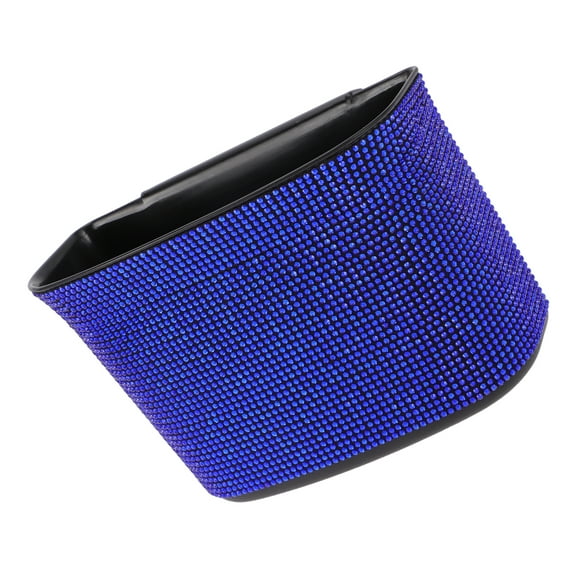 Unique Bargains Car Trash Can Hanging Car Door Rhinestone Plastic Trash Bin Blue Black 1pcs