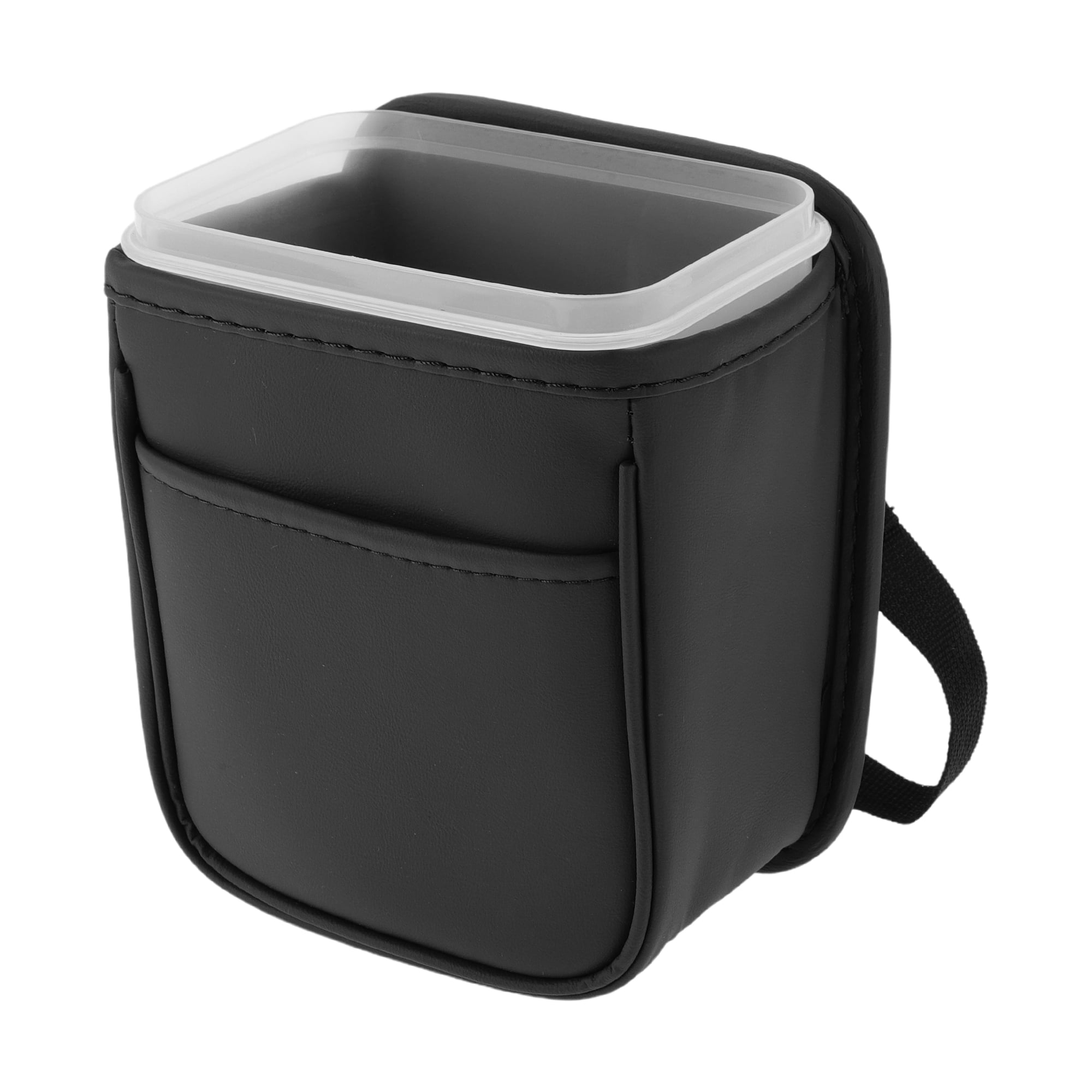 Unique Bargains Car Trash Can Hanging Faux Leather 5.9x3.9x7.1in 1pcs Black