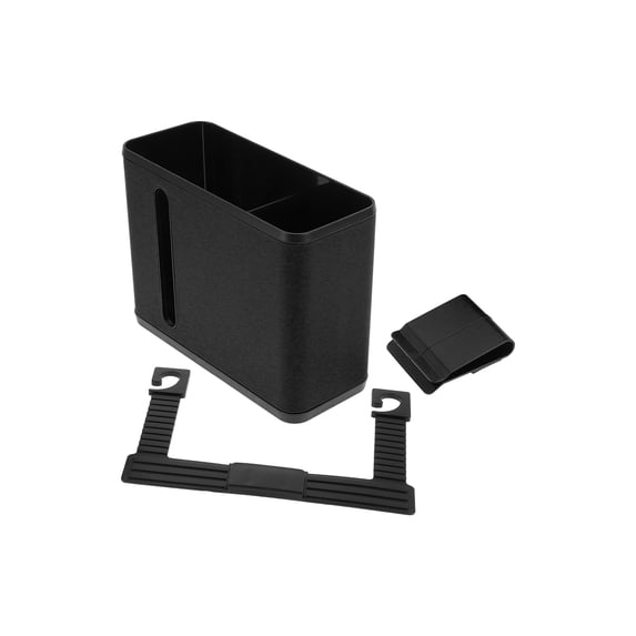 Unique Bargains Car Trash Can Hanging Front Rear Seats Faux Leather ABS Trash Bin Black 1 Pcs