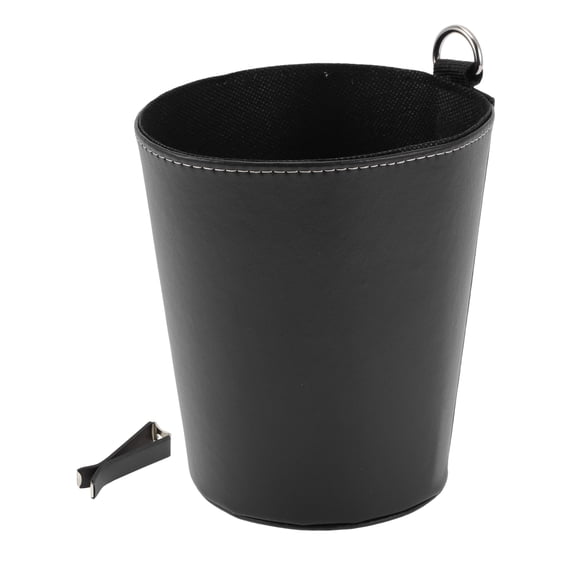 Unique Bargains Car Trash Can Hanging Front Rear Seats Faux Leather Trash Bin Black 1 Pcs