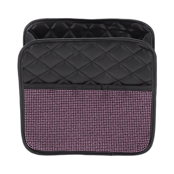 Unique Bargains Car Trash Can Hanging Front Rear Seats Faux Leather Trash Bin Pink Black 1 Pcs