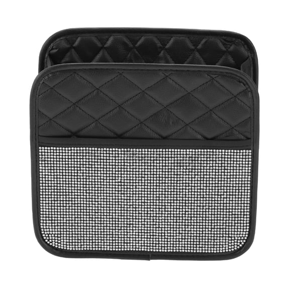 Unique Bargains Car Trash Can Hanging Front Rear Seats Faux Leather Trash Bin Silver Tone 1pcs