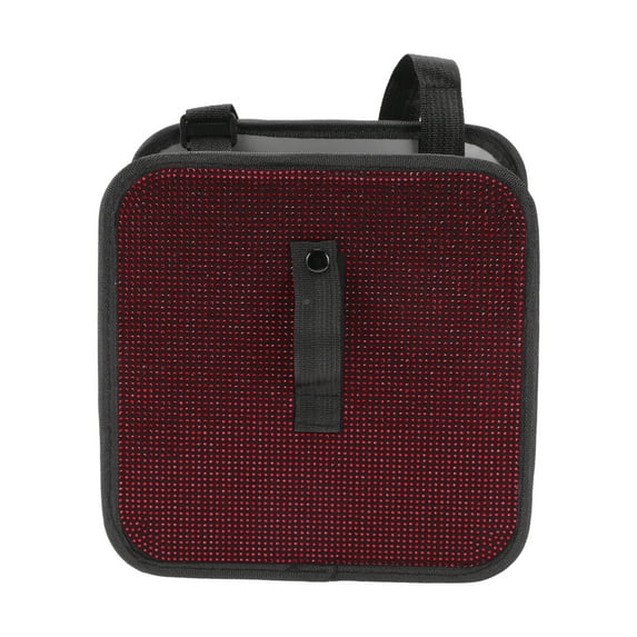 Unique Bargains Car Trash Can Hanging Front Rear Seats Rhinestone Trash Bin Red Black 1 Pcs