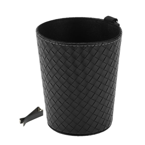 Unique Bargains Car Trash Can Hanging Front Rear Seats Trash Bin Weaving Pattern Black 1pcs