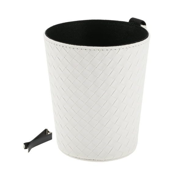 Unique Bargains Car Trash Can Hanging Front Rear Seats Trash Bin Weaving Pattern White 1 Pcs